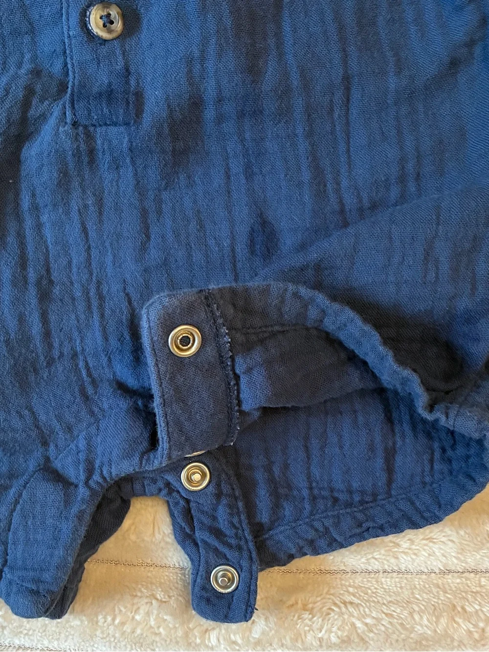 Carter's Muslin Shorty Romper 3M | Navy Blue Sleeveless Snap Romper